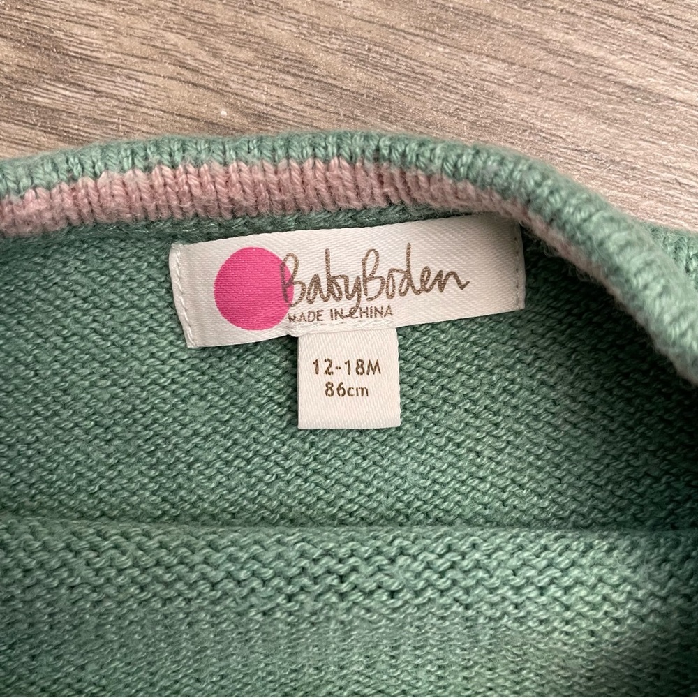 Baby Boden Green Deer Sweater Dress Size 12-18M - Picture 5 of 7